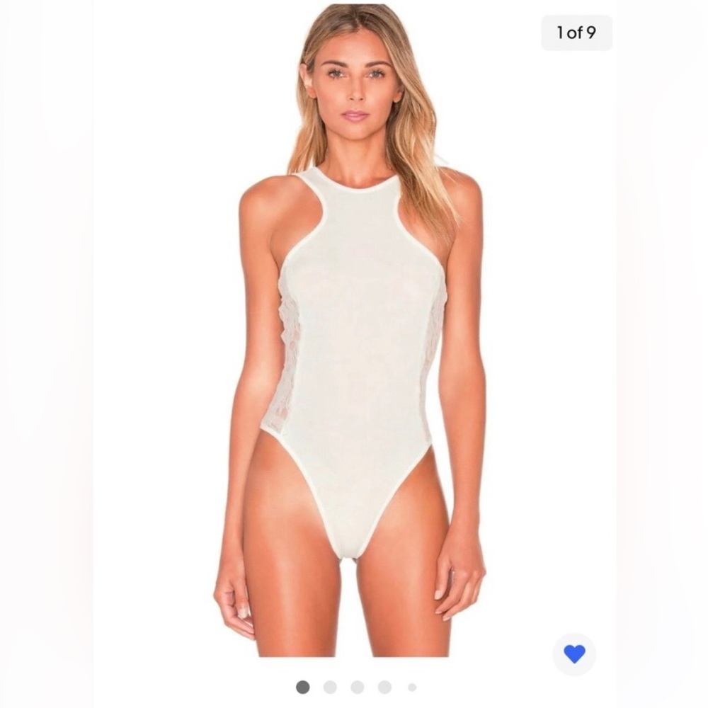 Tularosa Ivory Lace Panels Bodysuit - Low Back - Size Medium NWOT